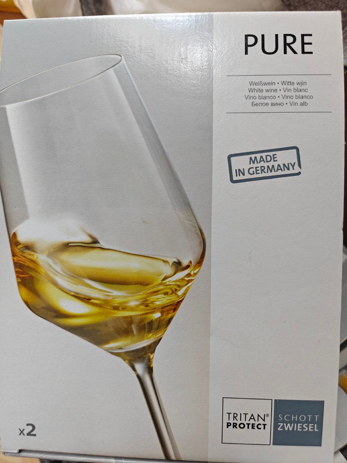 4x Schott Zwiesel Pure Witte Wijnglazen Tritan Protect, Ophalen, Nieuw, Wit, Overige merken