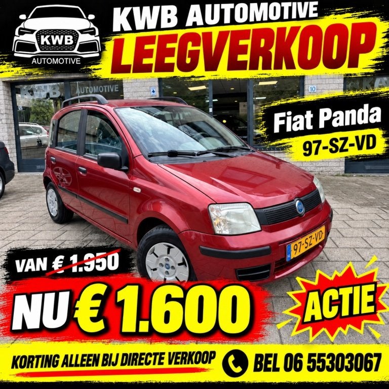 Fiat Panda 1.1 Active Plus | Airco | Nieuwe APK | 4 | nieuwe, Auto's, Startonderbreker, 4 stoelen, Origineel Nederlands, Bedrijf