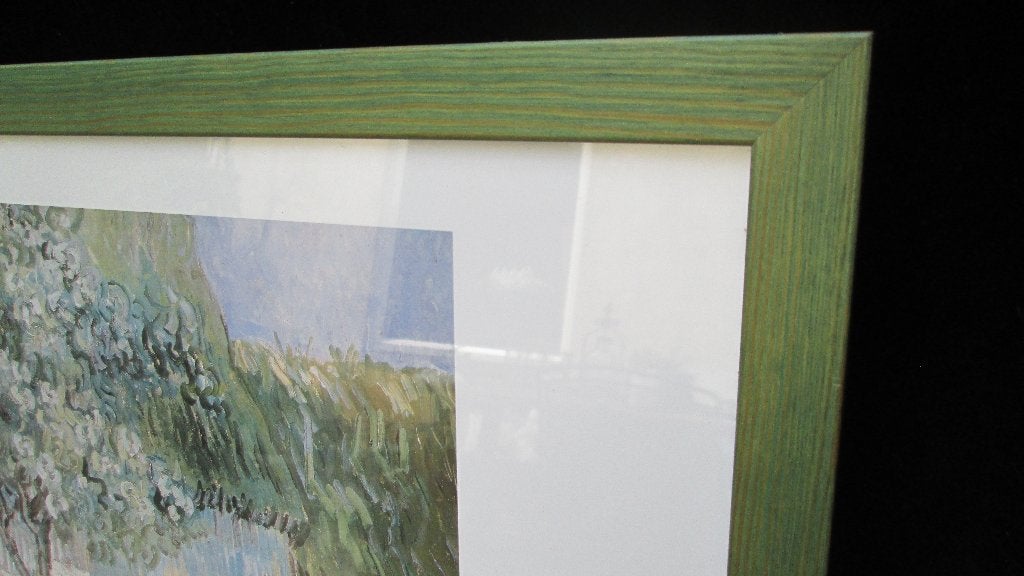 Prent Vincent van Gogh in Grote Groene Houten Lijst 54 x 74, Ophalen, Zo goed als nieuw, Hout, Met glas