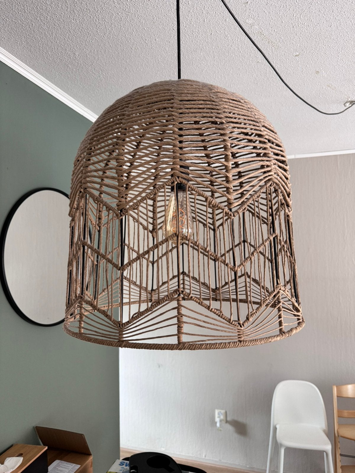 Bohemian rotan hanglamp Ø45 cm naturel sfeervol!!, Ophalen, Zo goed als nieuw