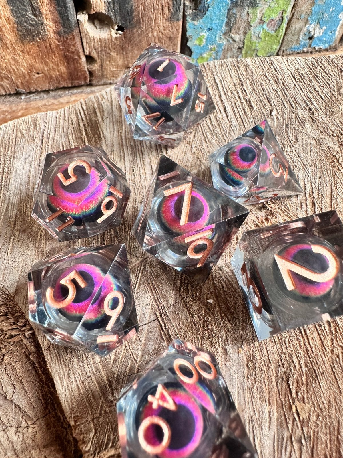 DND Dice / dragon eye / liquid / D&D / RPG / dobbelstenenset, Ophalen of Verzenden, Nieuw