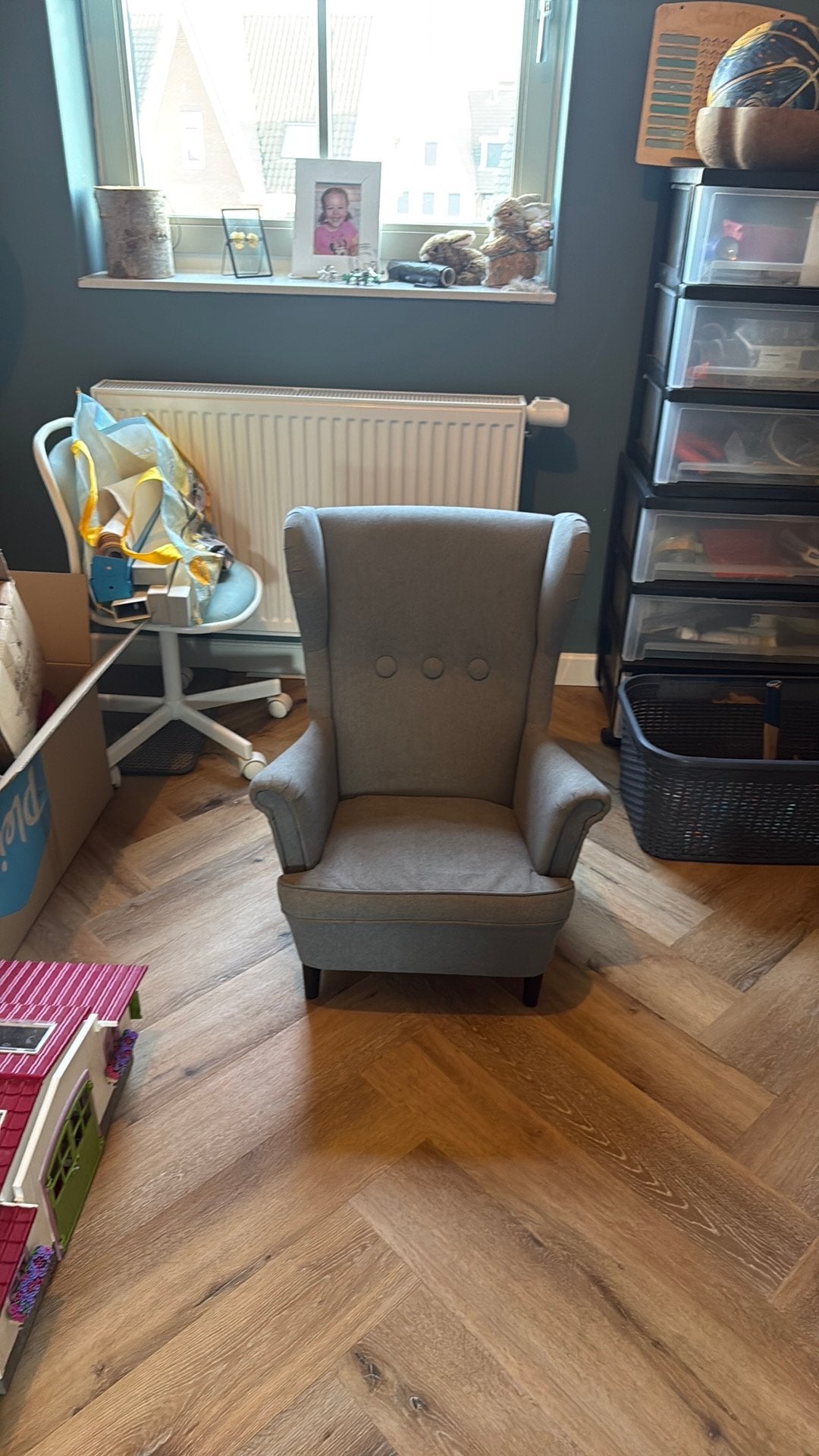 Ikea Strandmon kinderfauteuil, Huis en Inrichting, Fauteuils, Ophalen, Gebruikt, Minder dan 75 cm, 50 tot 75 cm