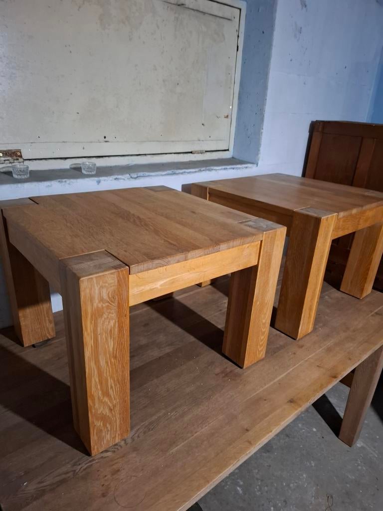Zeer zware eikenhouten tafeltjes 60x60x45 cm, Gebruikt, 50 tot 100 cm, Minder dan 50 cm, Eikenhout