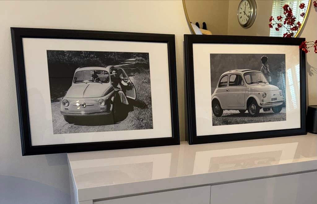 2 lijsten met poster, Huis en Inrichting, Ophalen, Gebruikt, Foto of Poster, 50 tot 75 cm