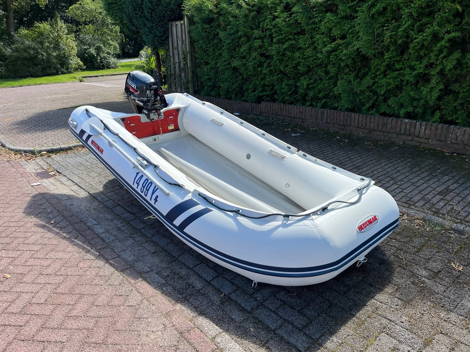 Suzumar DS 390 rubberboot met Suzuki DF20A buitenboordmotor, Watersport en Boten, Aluminium, Suzumar, Zo goed als nieuw, Ophalen