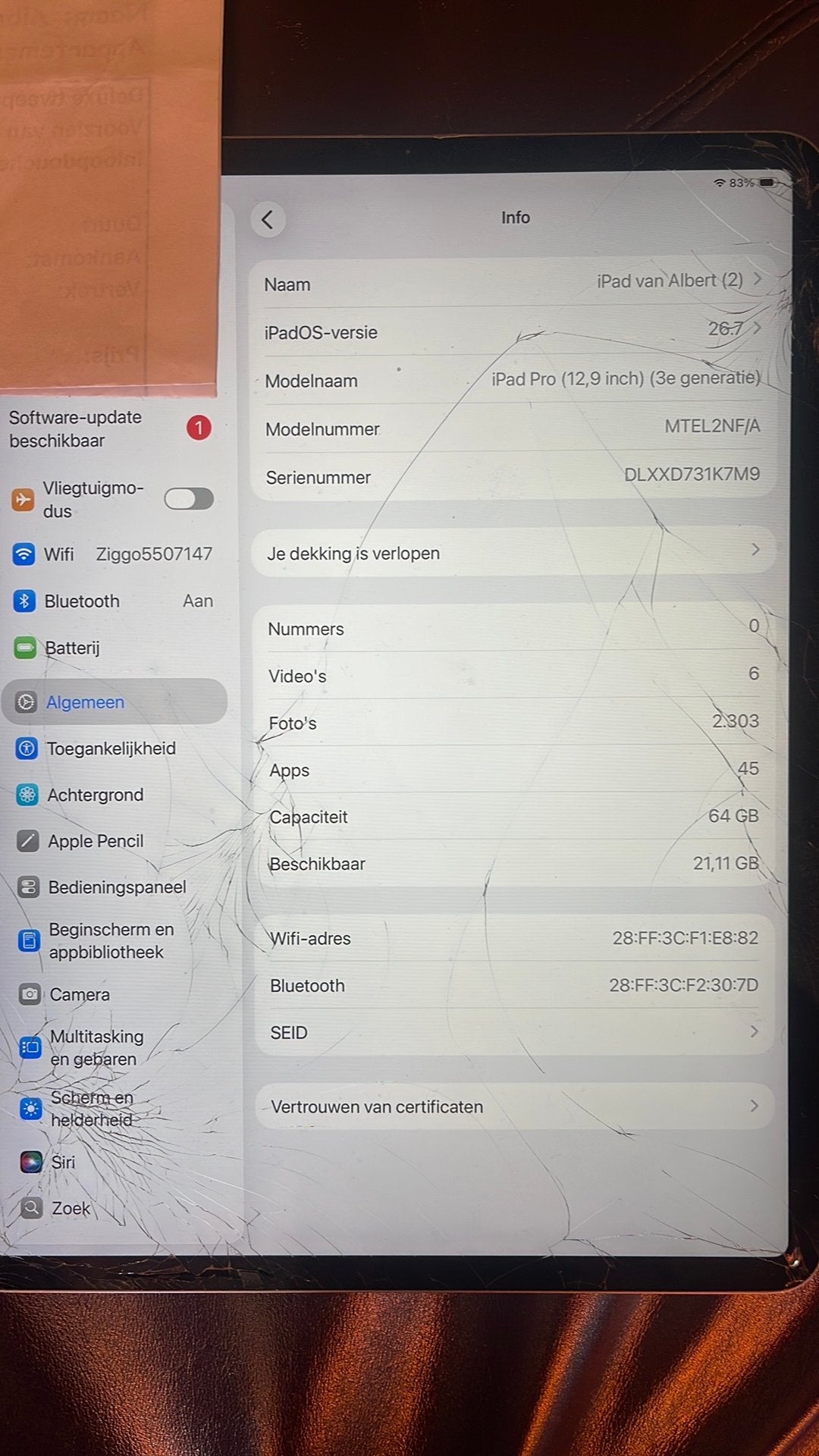 iPad pro 3e gen 2018, Computers en Software, Ophalen of Verzenden, Gebruikt