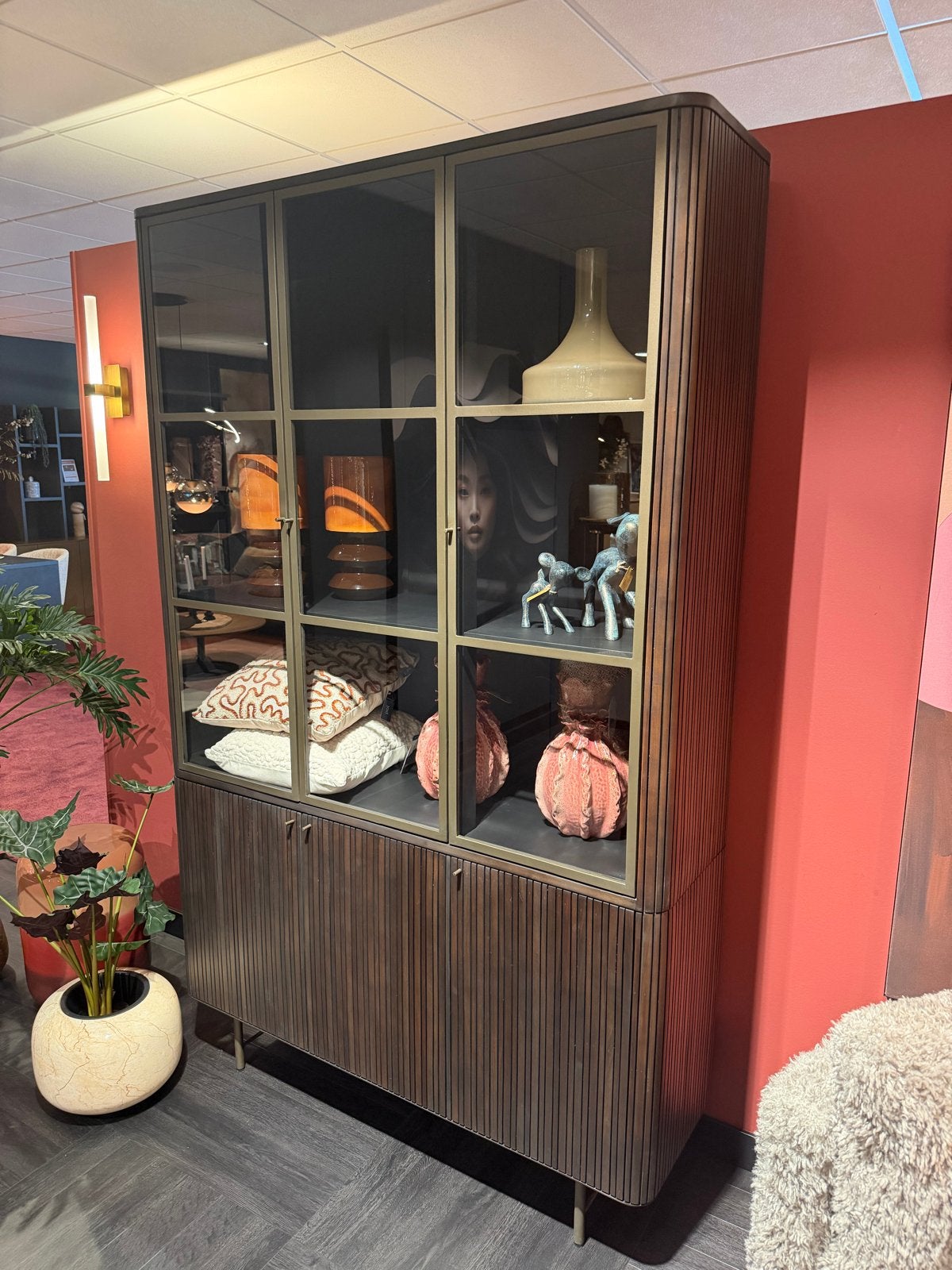 Vitrinetkast Maroon DTP - Mahogany materiaal, Ophalen, 100 tot 150 cm, 200 cm of meer, Nieuw