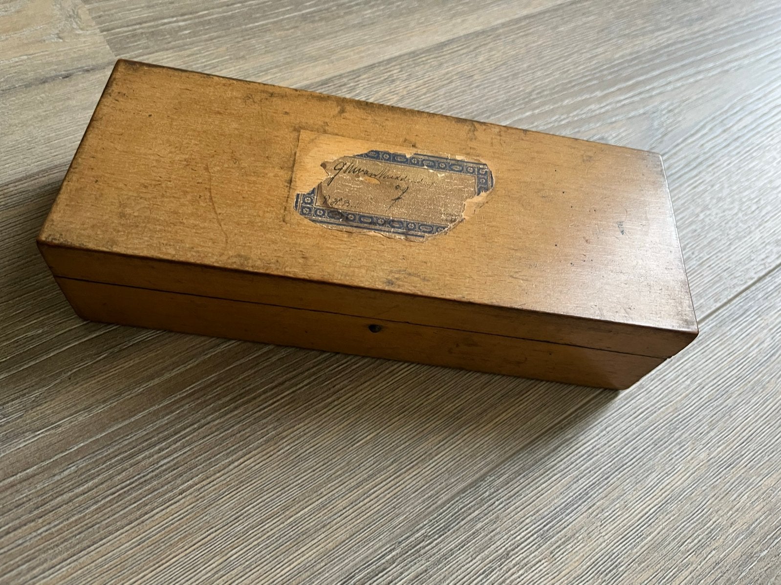 Antieke houten griffeldoos met inhoud, Antiek en Kunst, Ophalen of Verzenden