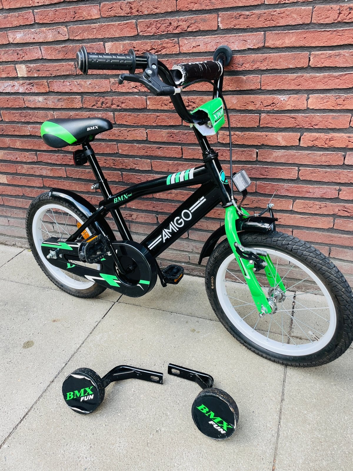 AMIGO BMX Fun 16 inch, Ophalen, Terugtraprem, Zijwieltjes, 16 tot 20 inch