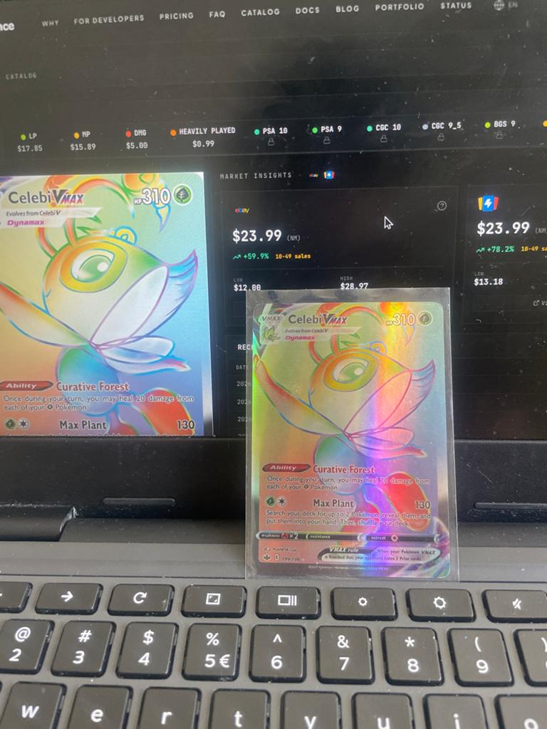 Celebi VMAX Rainbow Rare Pokémon Kaart, Verzenden, Zo goed als nieuw, Losse kaart, Foil