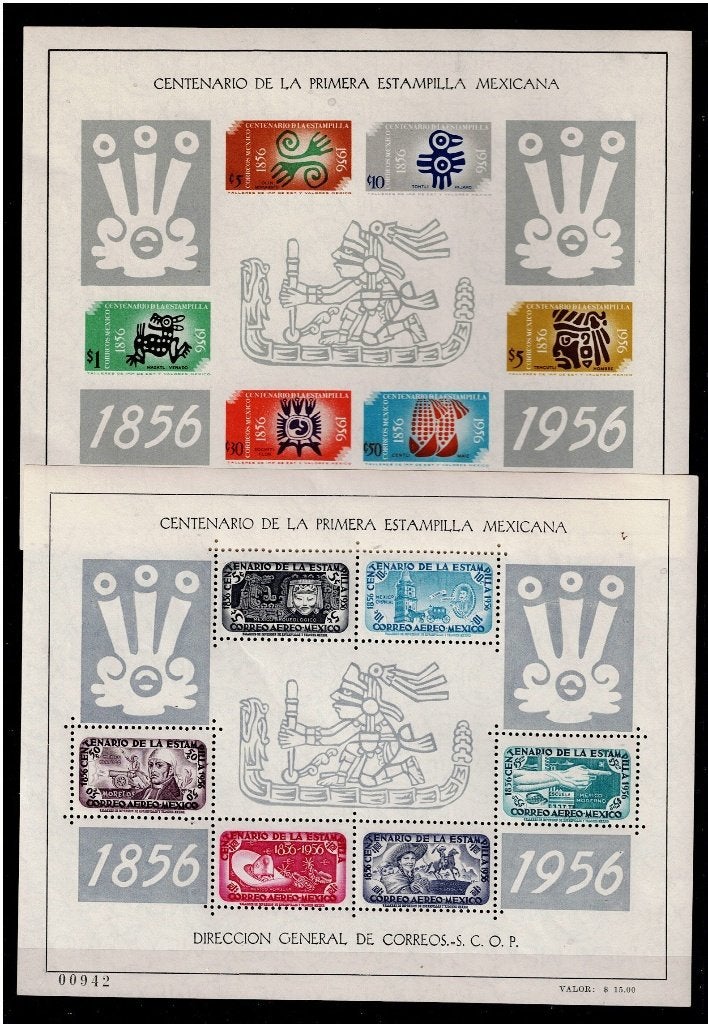 Mexico 1956 2 blokken B1 en B2 Postfris zelden aangeboden, Verzenden, Postfris, Midden-Amerika