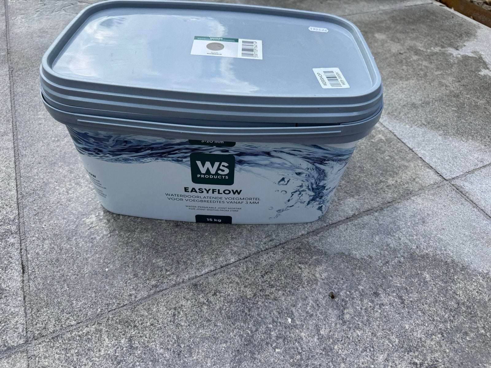 WS Easyflow waterdoorlatende voegmortel 15 (12) kg zilvergr, Overige materialen, Overige typen, Zo goed als nieuw, 5 tot 10 m²