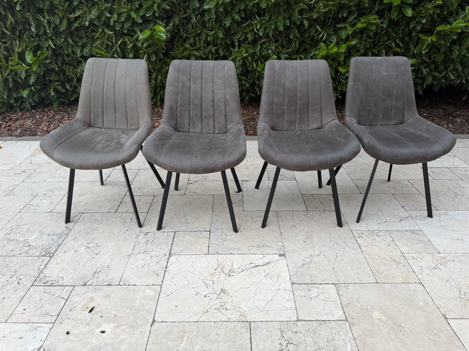 4 Antraciet Eetkamerstoelen - Stijlvol en Comfortabel, Gebruikt, Ophalen of Verzenden, Vier, Stof