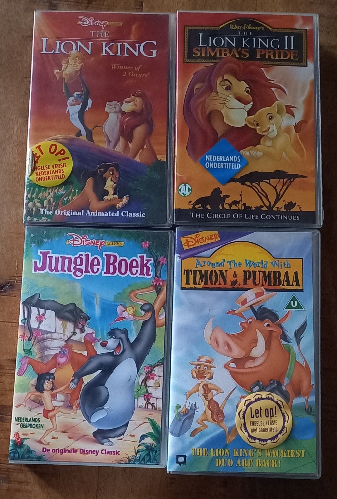 Disney VHS Collectie: Lion King, Jungle Boek, Timon & Pumbaa, Gebruikt, Animatie, Verzamelbox, Alle leeftijden