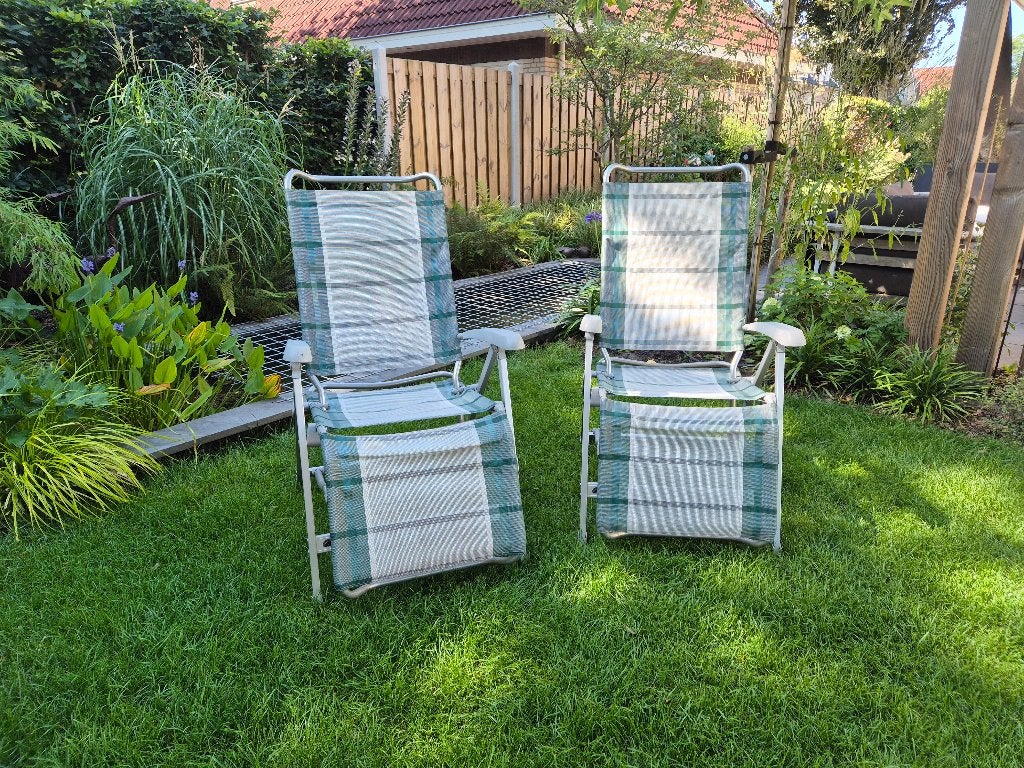 Relax stoel, weerbestendig en met negen standen, Ophalen, Zo goed als nieuw, Aluminium, Inklapbaar