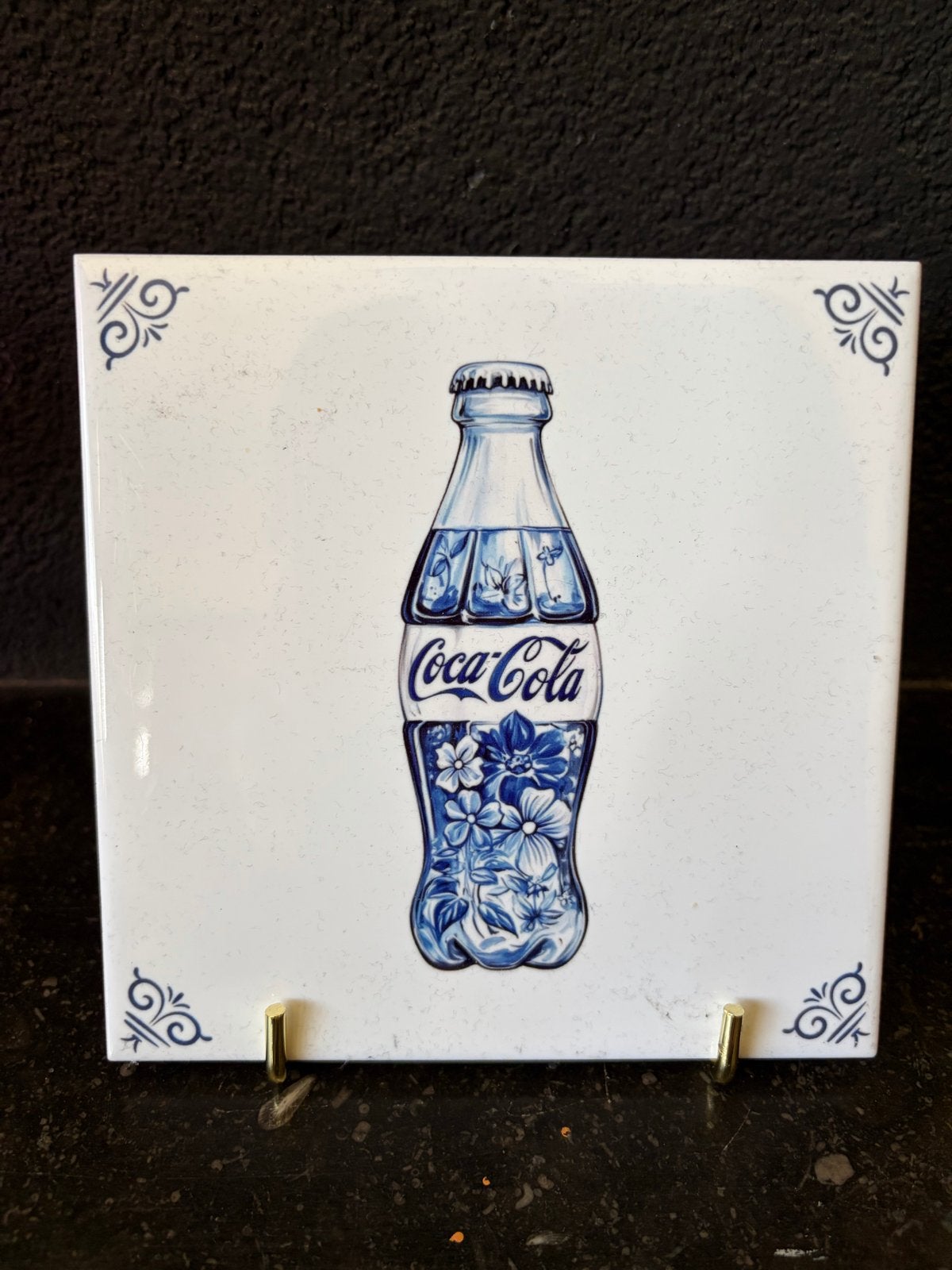 Delfts Blauw Coca-Cola Tegel - Uniek Decoratiestuk 15x15 cm, Ophalen of Verzenden, Nieuw, Steen/keramiek