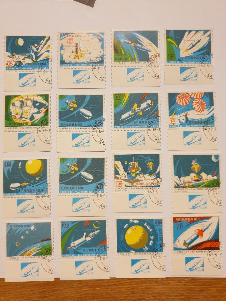 0523 haiti setje van 16 zegels apollo XII, Verzenden, Midden-Amerika