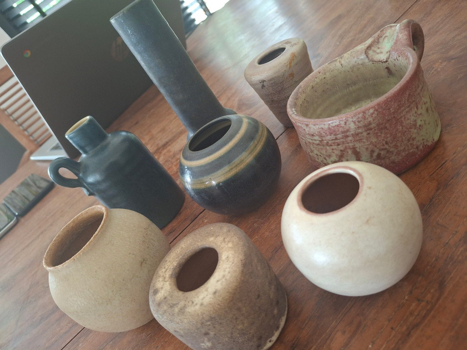 Set van 8 vintage Mobach vaasjes en potjes, Ophalen