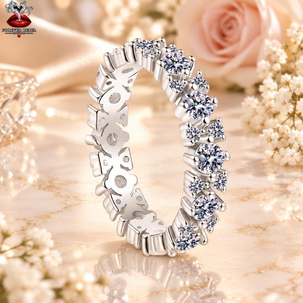 Eternity Bloom 1.56 ct - 925 Zilver met VVS moissanite, Verzenden, Foreverrebelstudio@pm.me, 17 tot 18, Met edelsteen