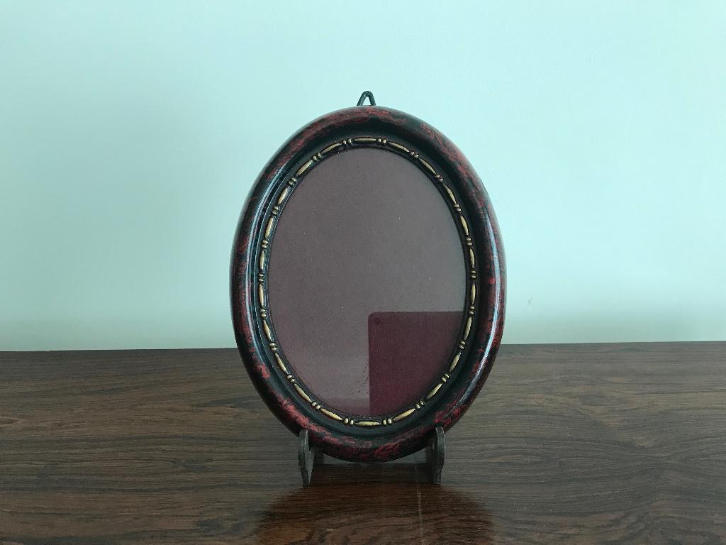 Lijst kader zwart / wijnrood goud ovaal met glas, Ophalen of Verzenden