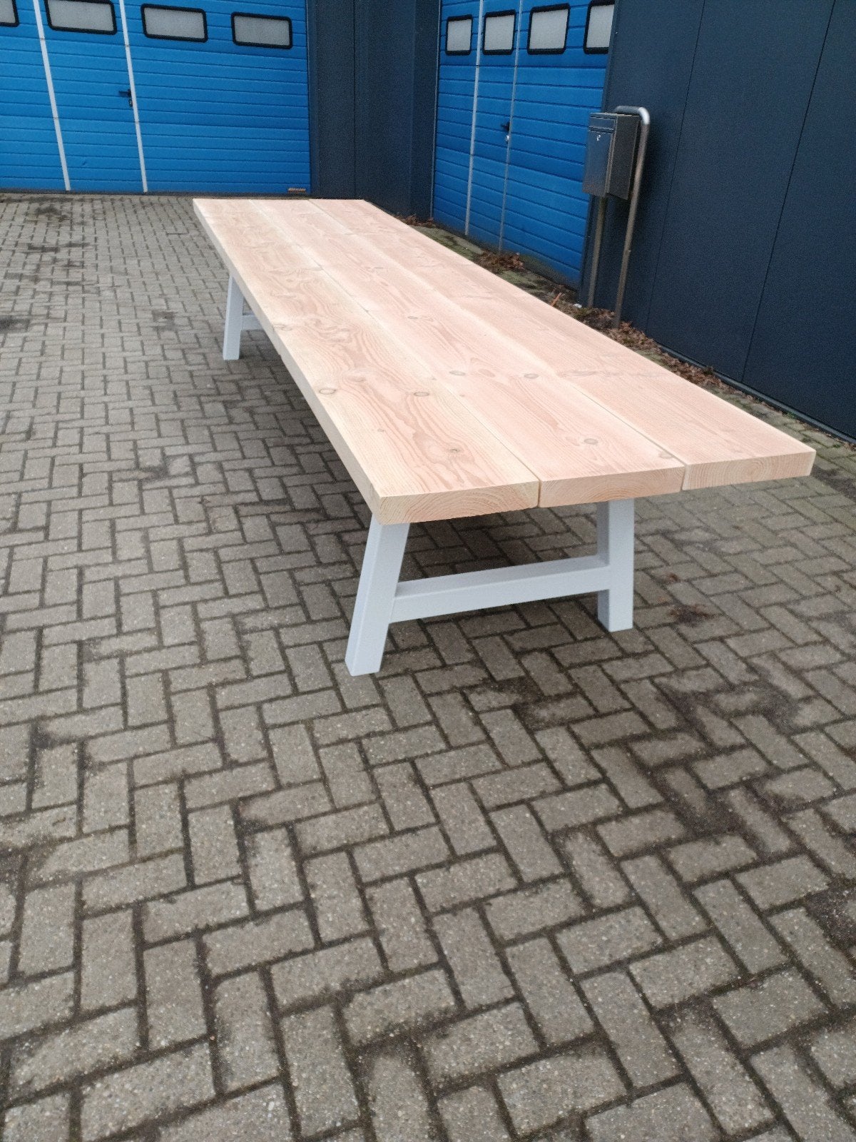 Grote robuuste industriële landelijke tuintafel 4x1 meter., Ophalen of Verzenden, Nieuw, Rechthoekig, Hout