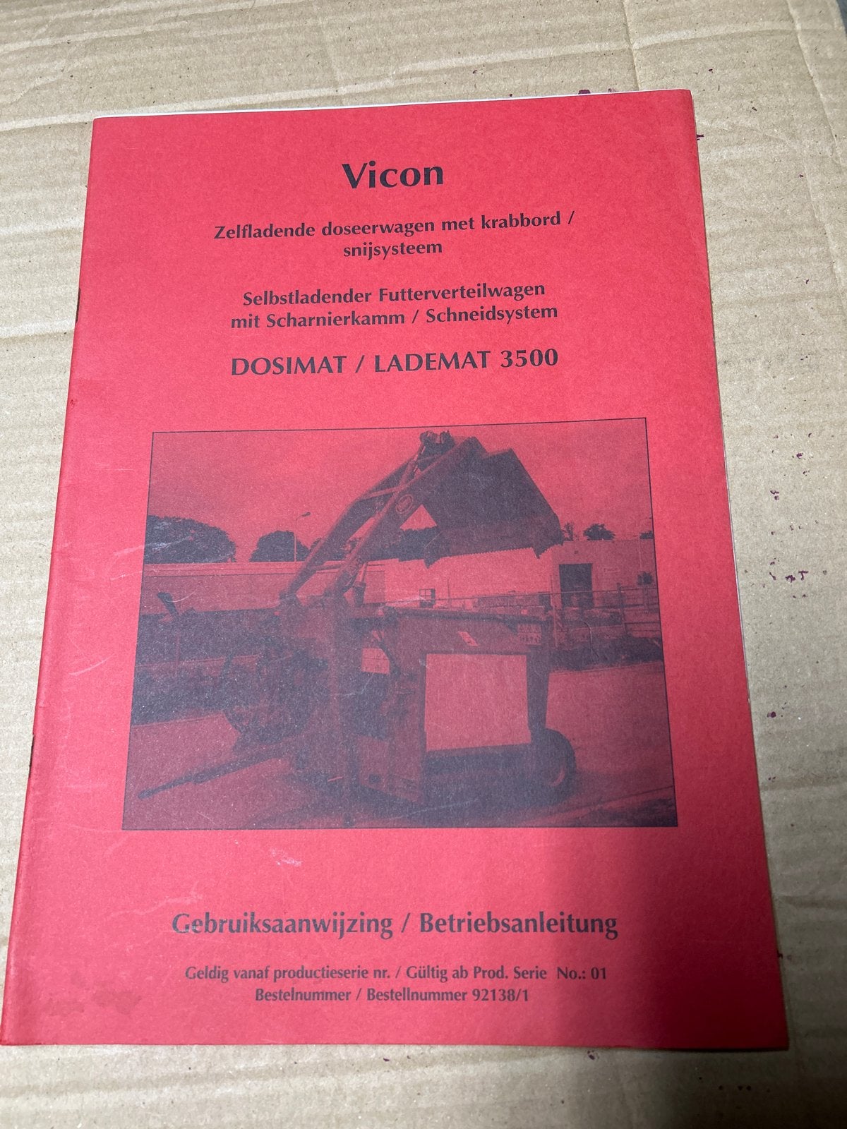 Vicon Dosimat / Lademat 3500 Gebruiksaanwijzing, Boeken, Ophalen of Verzenden, Gelezen