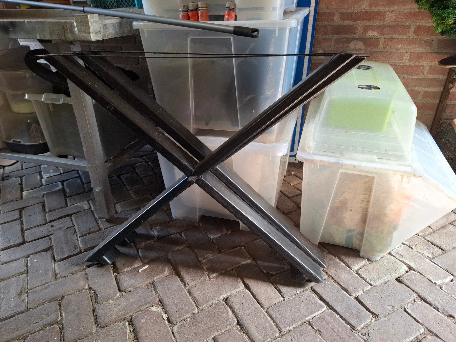 Zwart metalen tafelpoot onderstel (X-vorm), Ophalen, Tafelpoot, Gebruikt, 50 tot 100 cm