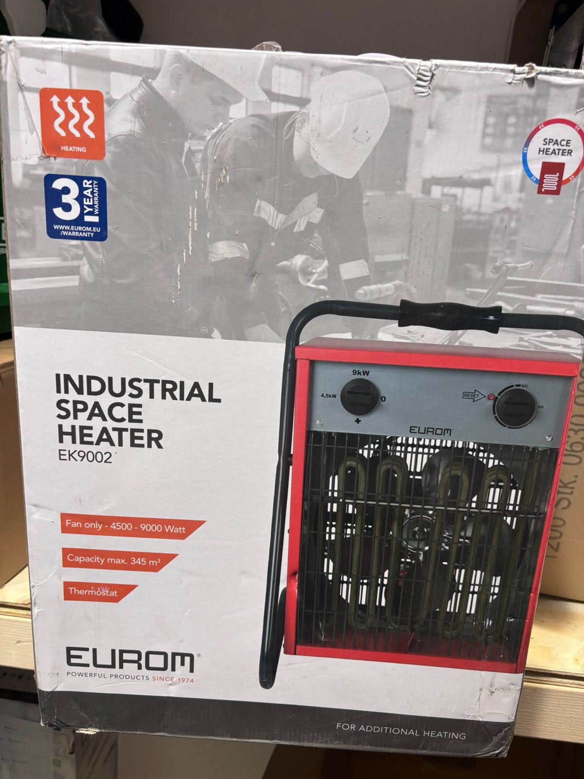 Nieuwe Eurom EK9002 Industriële Ruimteverwarming 9kW, 30 tot 80 cm, Minder dan 60 cm, Ophalen of Verzenden, Kachel