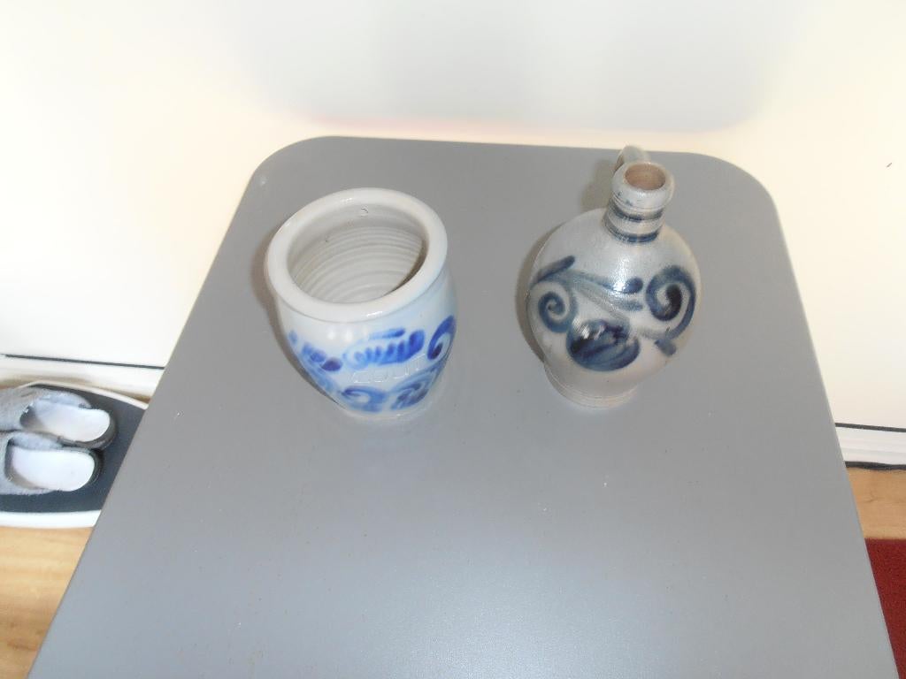 Vintage Zoutpot Keulse pot Hoogte 15 cm en kruik, Ophalen of Verzenden