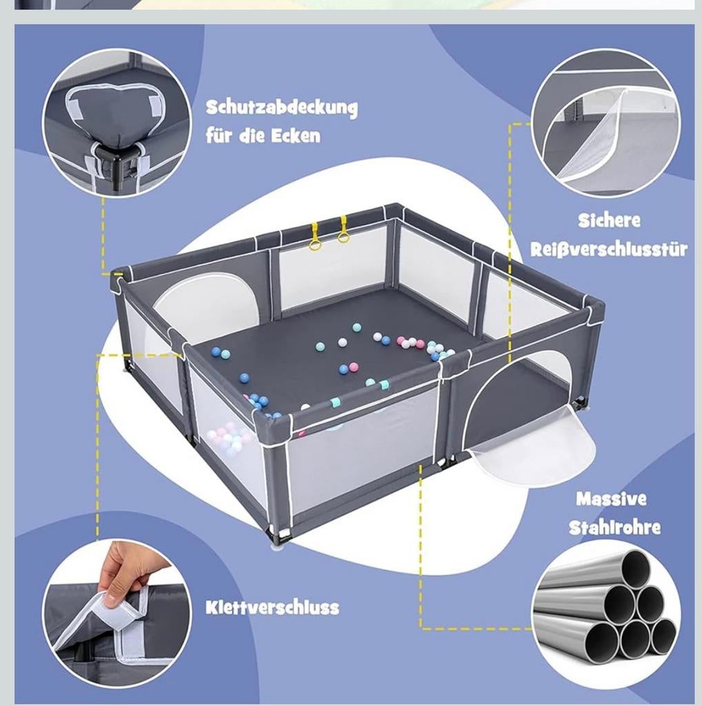 Grote Costway babybox speetuin in zeer goede staat, Ophalen, Zo goed als nieuw, Rechthoekig, Boxkleed