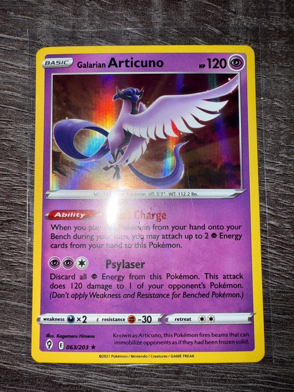 Pokémon Kaart: Galarian Articuno (Foil, 063/203), Ophalen of Verzenden, Zo goed als nieuw, Losse kaart, Foil