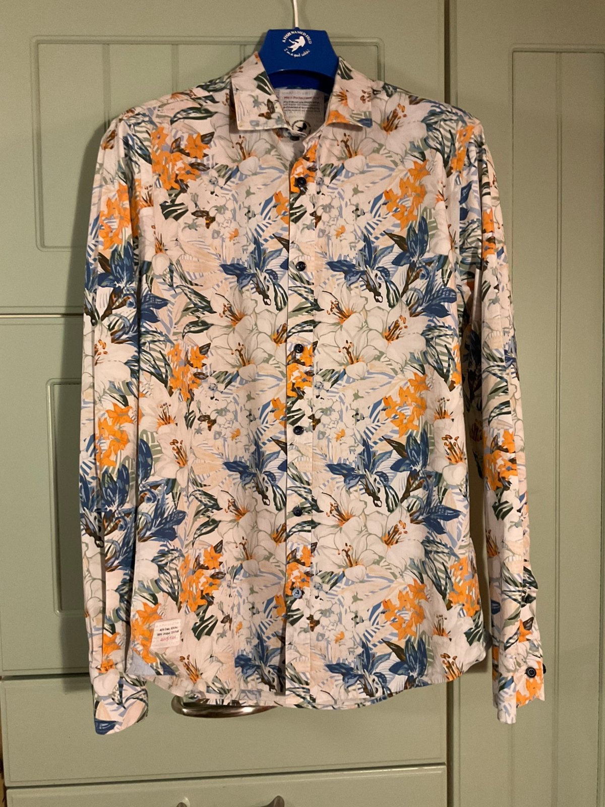 A Fish Named Fred Shirt maat L Jungle Flowers, Ophalen of Verzenden, Zo goed als nieuw, Meerkleurig, Halswijdte 41/42 (L)