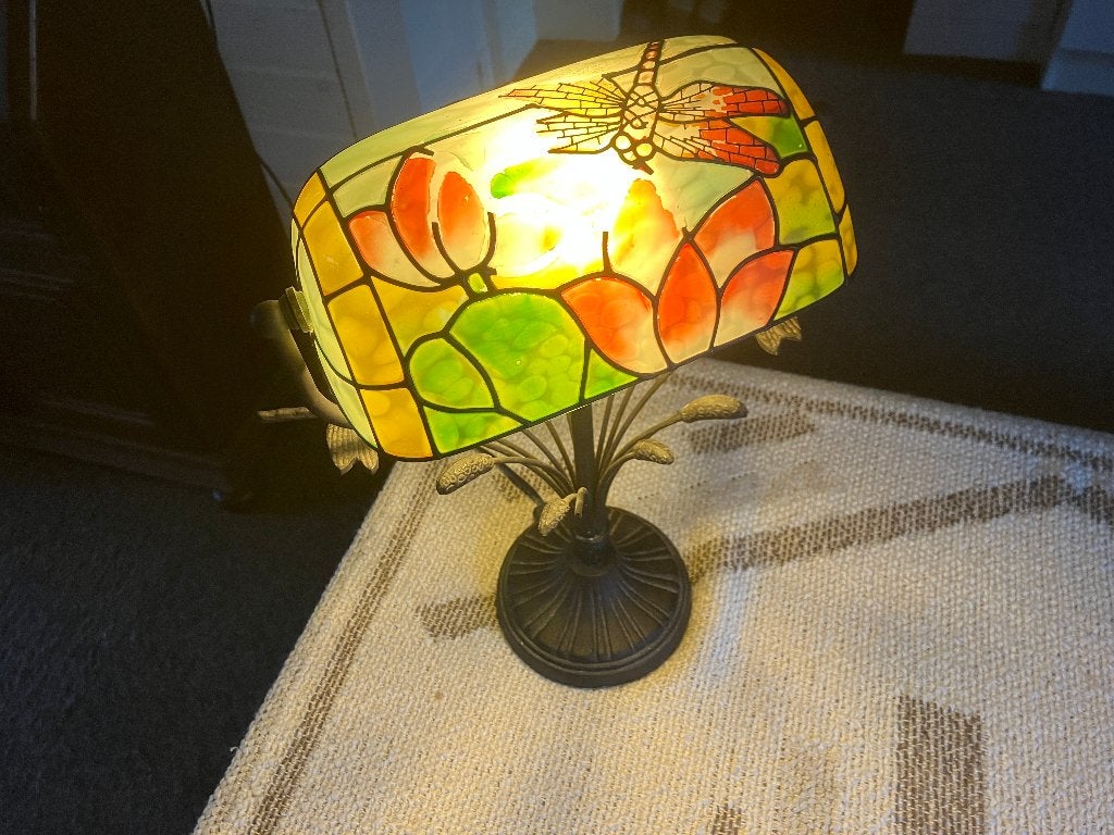 tiffany-stijl tafel lamp libellen bloem sier bureaulamp, Ophalen, Bureaulamp, Art deco, Met schakelaar