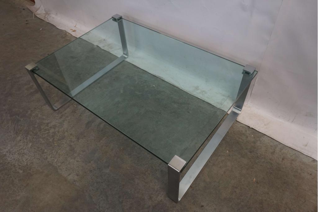 Glazen stevige salontafel 120x82,5, Huis en Inrichting, Tafels | Salontafels, Gebruikt, 50 tot 100 cm, 100 tot 150 cm, Niet ingevuld