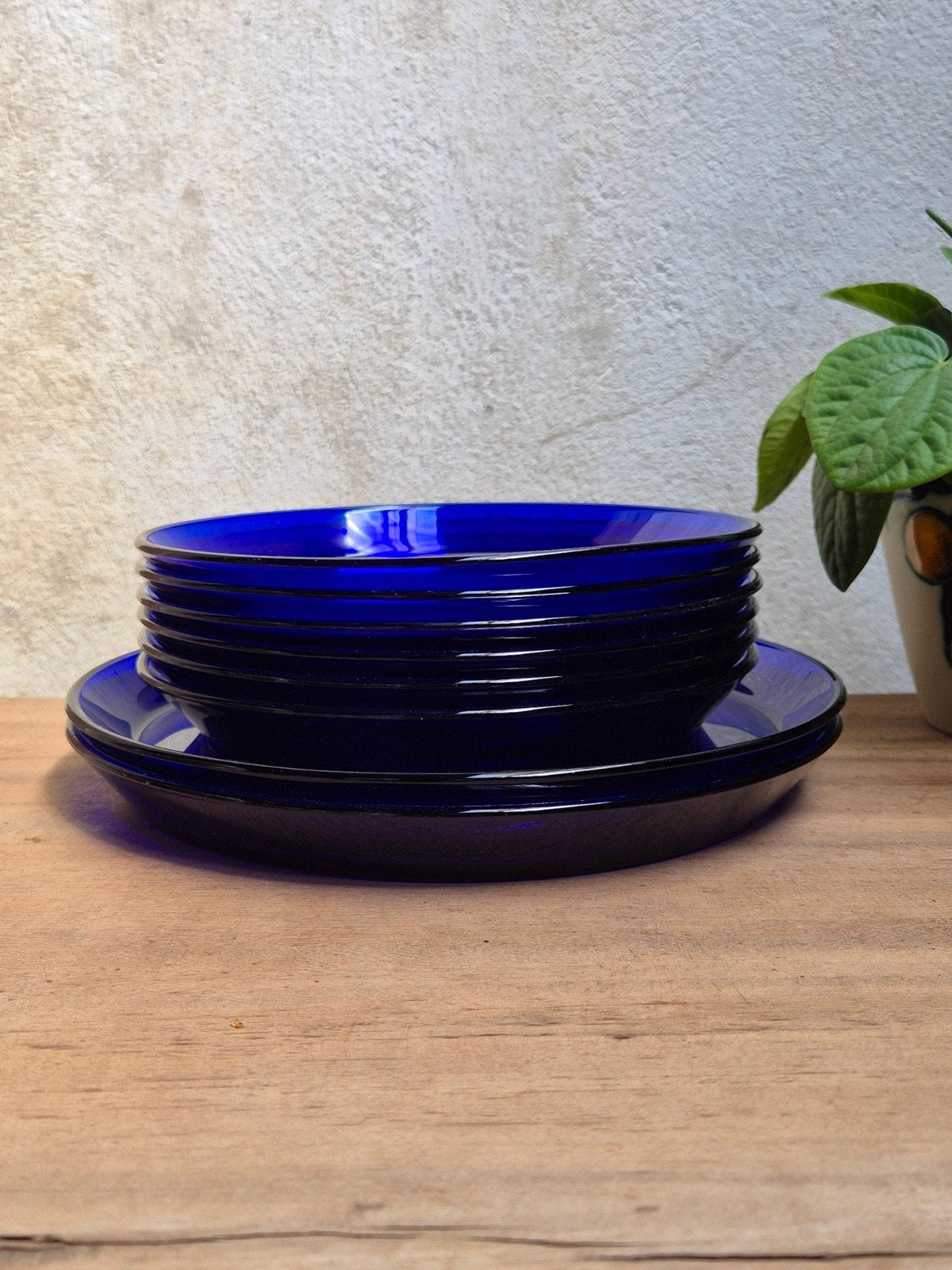 Vintage Iittala kobaltblauwe glazen borden (Kaj Franck), Ophalen of Verzenden