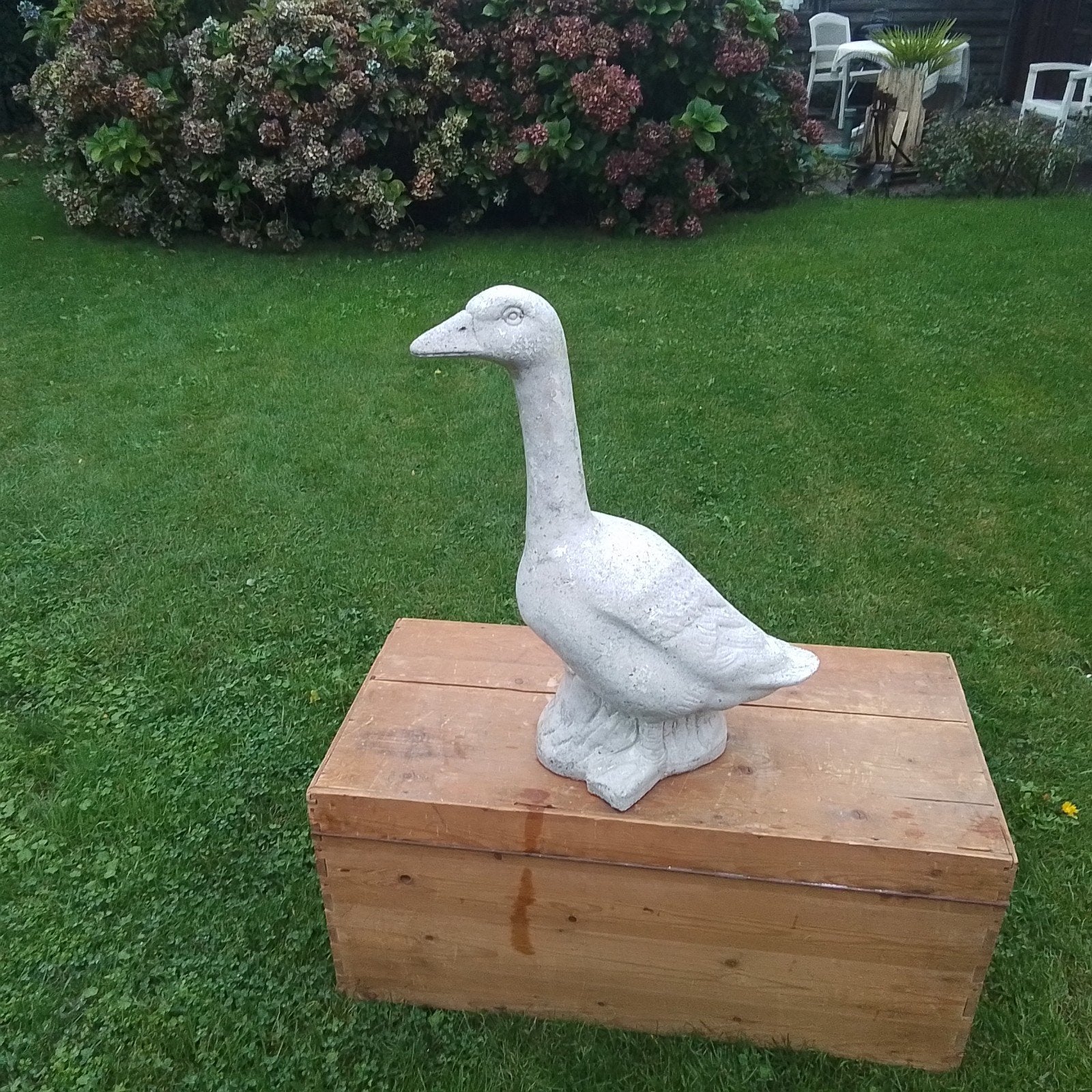 Stenen Tuinbeeld Gans, Tuin en Terras, Dierenbeeld, Steen, Gebruikt, Stoelenco@hotmail.com