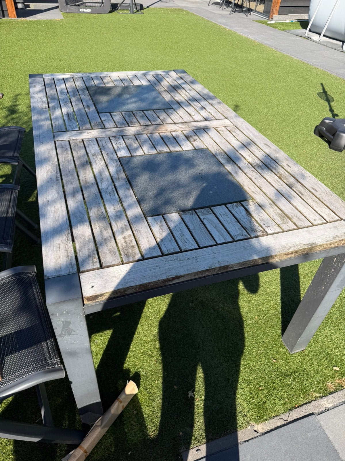 Hartman tuintafel, Ophalen, Gebruikt, Rechthoekig, Teakhout