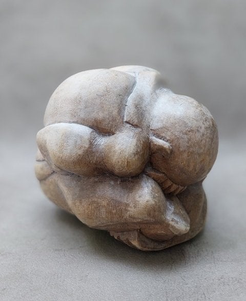 Houten 'Weeping Buddha' beeldje, 12 cm, Ophalen of Verzenden, Zo goed als nieuw, Hout