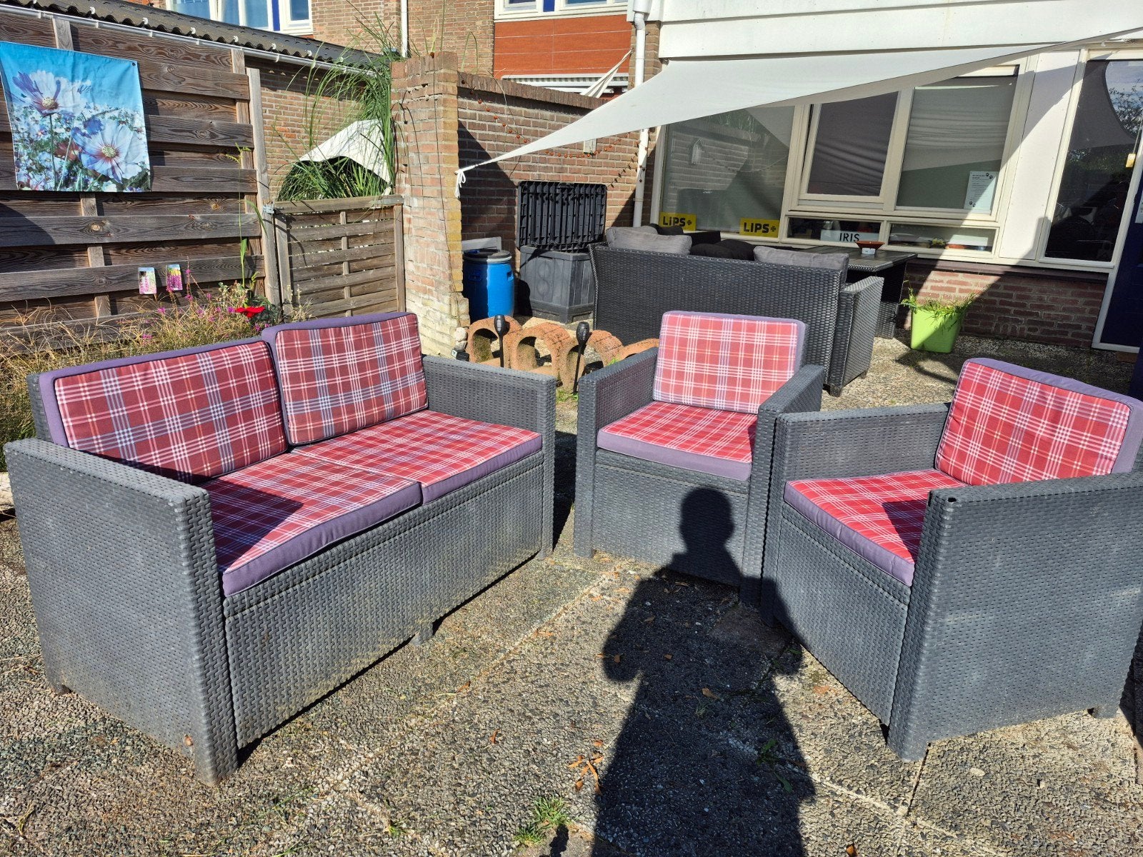 Allibert Loungeset met 2 stoelen en kussen, Tuin en Terras, Ophalen, 4 zitplaatsen, Kunststof, Gebruikt