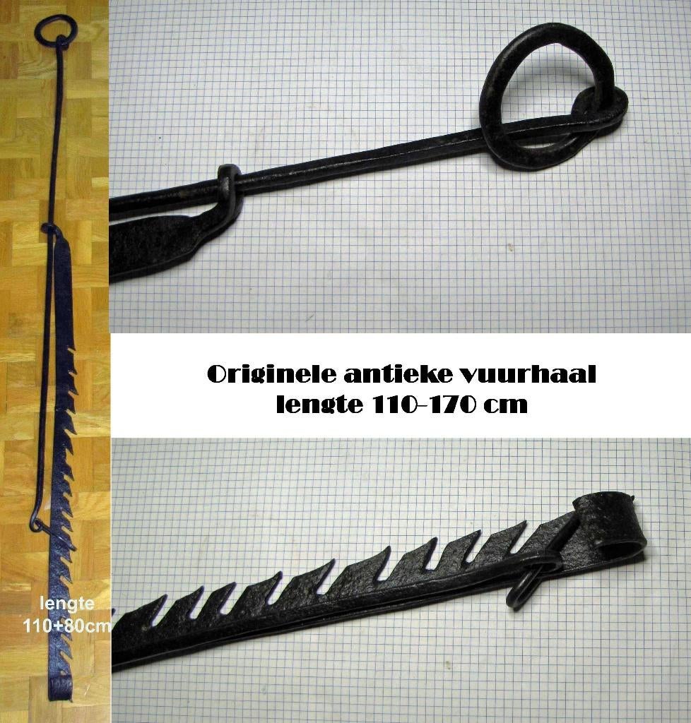 Antieke ijzeren vuurhaal 110-170 cm, Ophalen of Verzenden