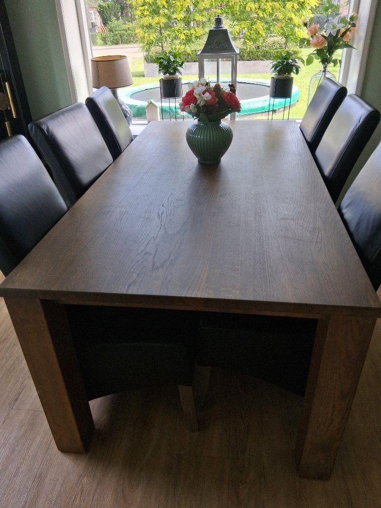 Zes eetkamerstoelen, Huis en Inrichting, Stoelen, Ophalen, Gebruikt, Bruin, Vijf, Zes of meer stoelen
