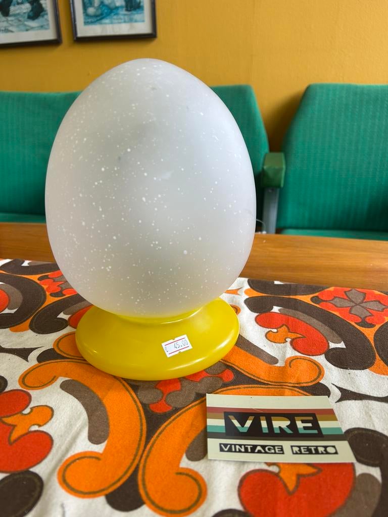 Vintage jaren 80 gele egg lamp/ ei lamp, glas, Verzamelen, Retro, Huis en Inrichting, Ophalen of Verzenden