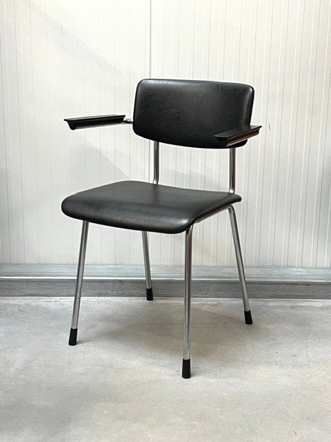 Gispen 1235 + 1231 eetkamerstoelen 4x vintage zwart prijs ps, Gebruikt, ., Zwart, Vintage