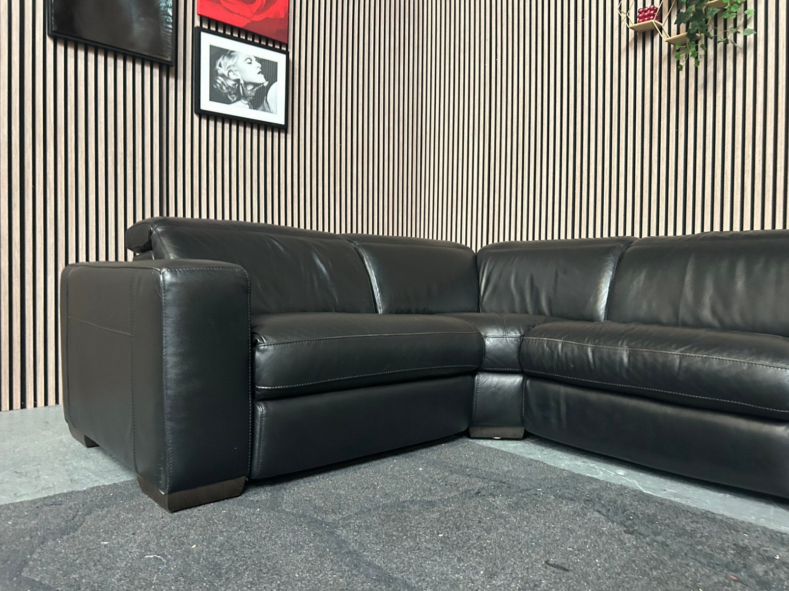 GRATIS LEVERING Hoekbank Leer Zwart 300X215 GEREINIGD, 250 tot 300 cm, Hoekbank, Leer, Ophalen of Verzenden