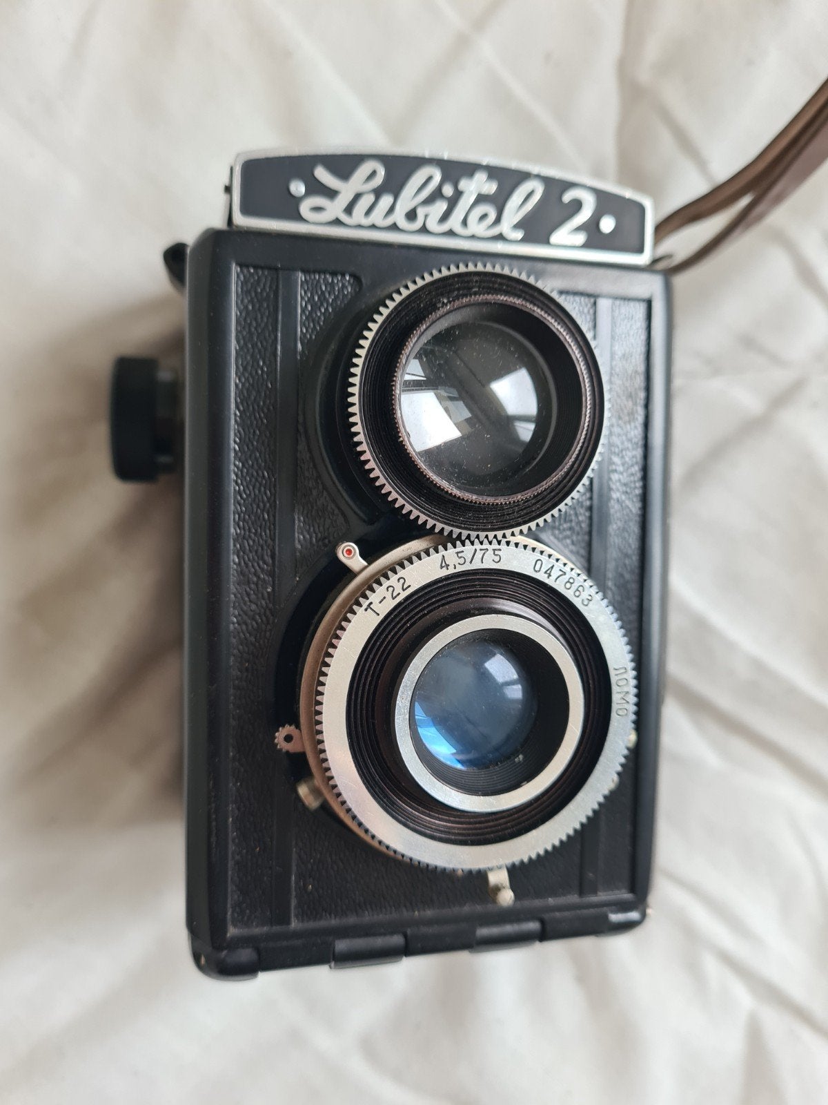mooie LUBITEL 2 analoge camera met hoes, Ophalen of Verzenden, Gebruikt, Compact, Overige Merken