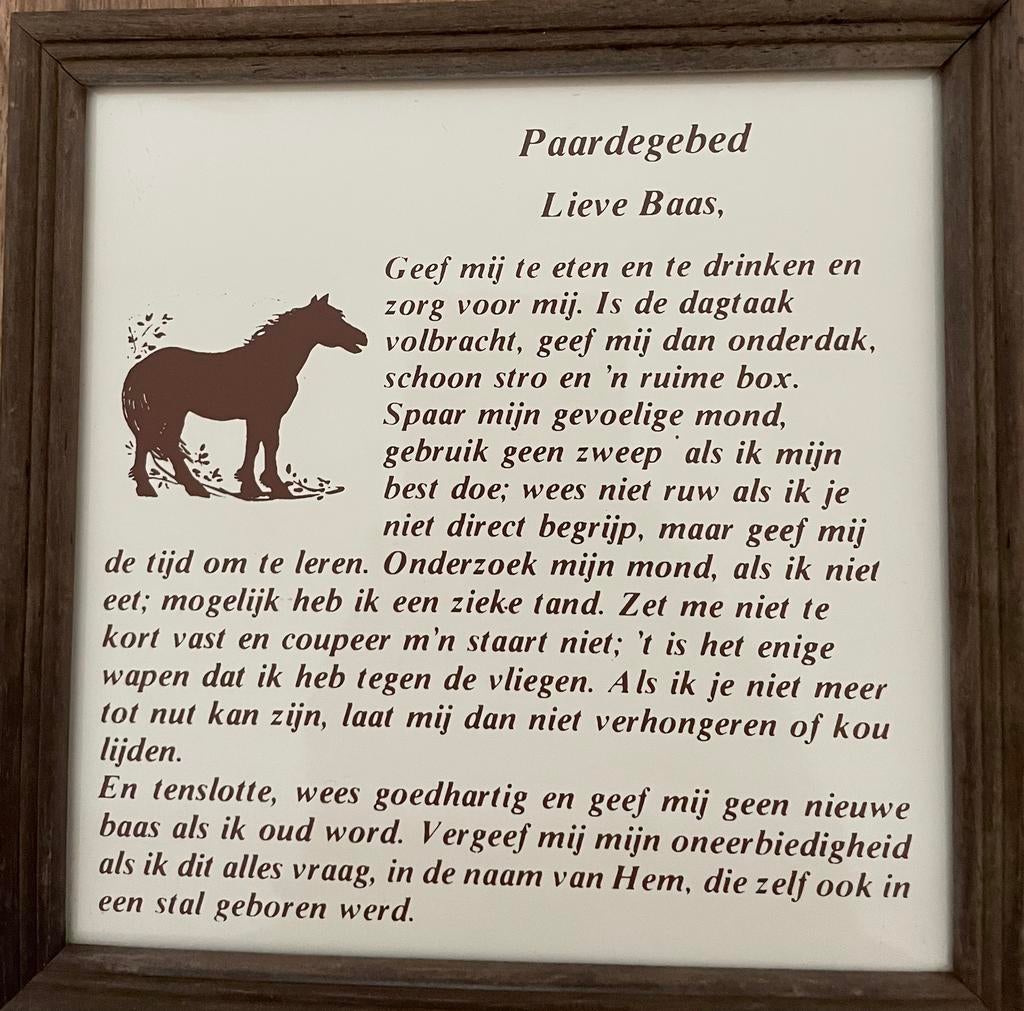 Antiek schilderij tegeltje paardegebed, Dieren en Toebehoren, Paarden en Pony's | Overige Paardenspullen, Ophalen of Verzenden