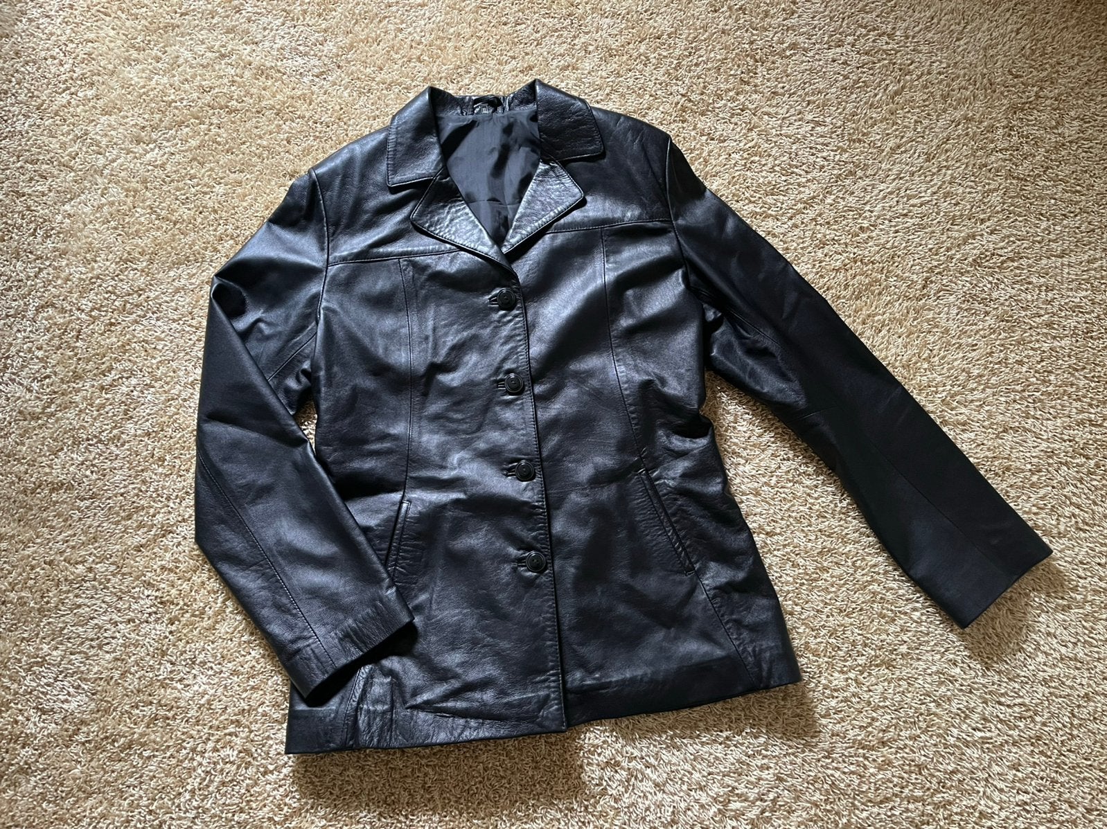 Soepel lams leer jasje/blazer zwart mt. XL (L), Ophalen of Verzenden, Zo goed als nieuw, Maat 42/44 (L), Zwart