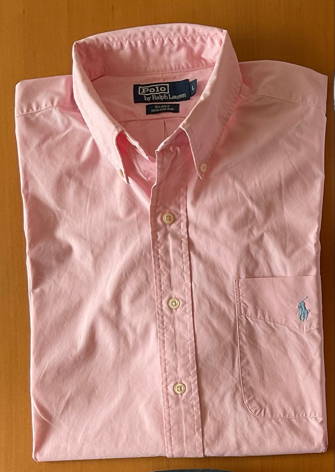 Ralph Lauren Custom Fit overhemd, korte mouw, maat L, Ophalen, Zo goed als nieuw, Roze, Halswijdte 41/42 (L)