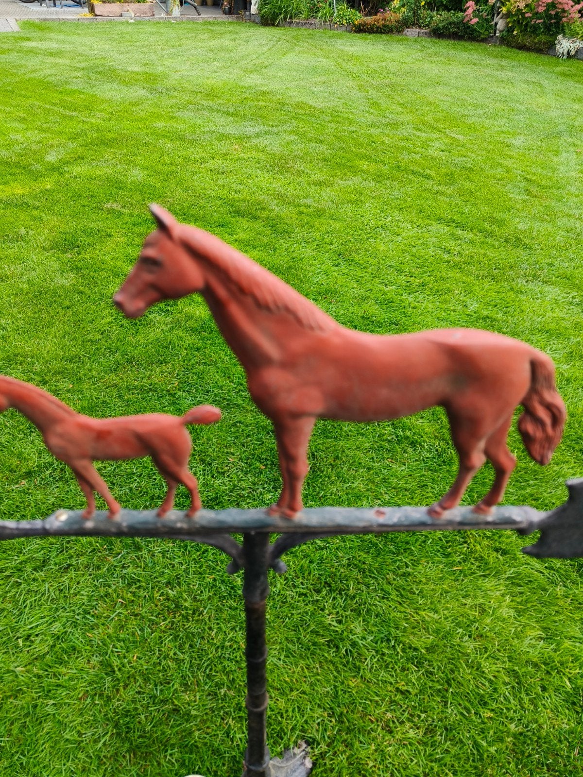 Antieke windwijzer met paardenfiguren, Tuin en Terras, Ophalen of Verzenden, Gebruikt