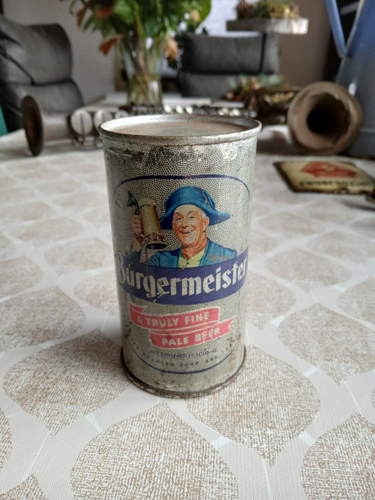 Vintage Burgermeister Bierblik Speeldoos Jaren '50, Verzamelen, Ophalen of Verzenden, Gebruikt, Overige merken